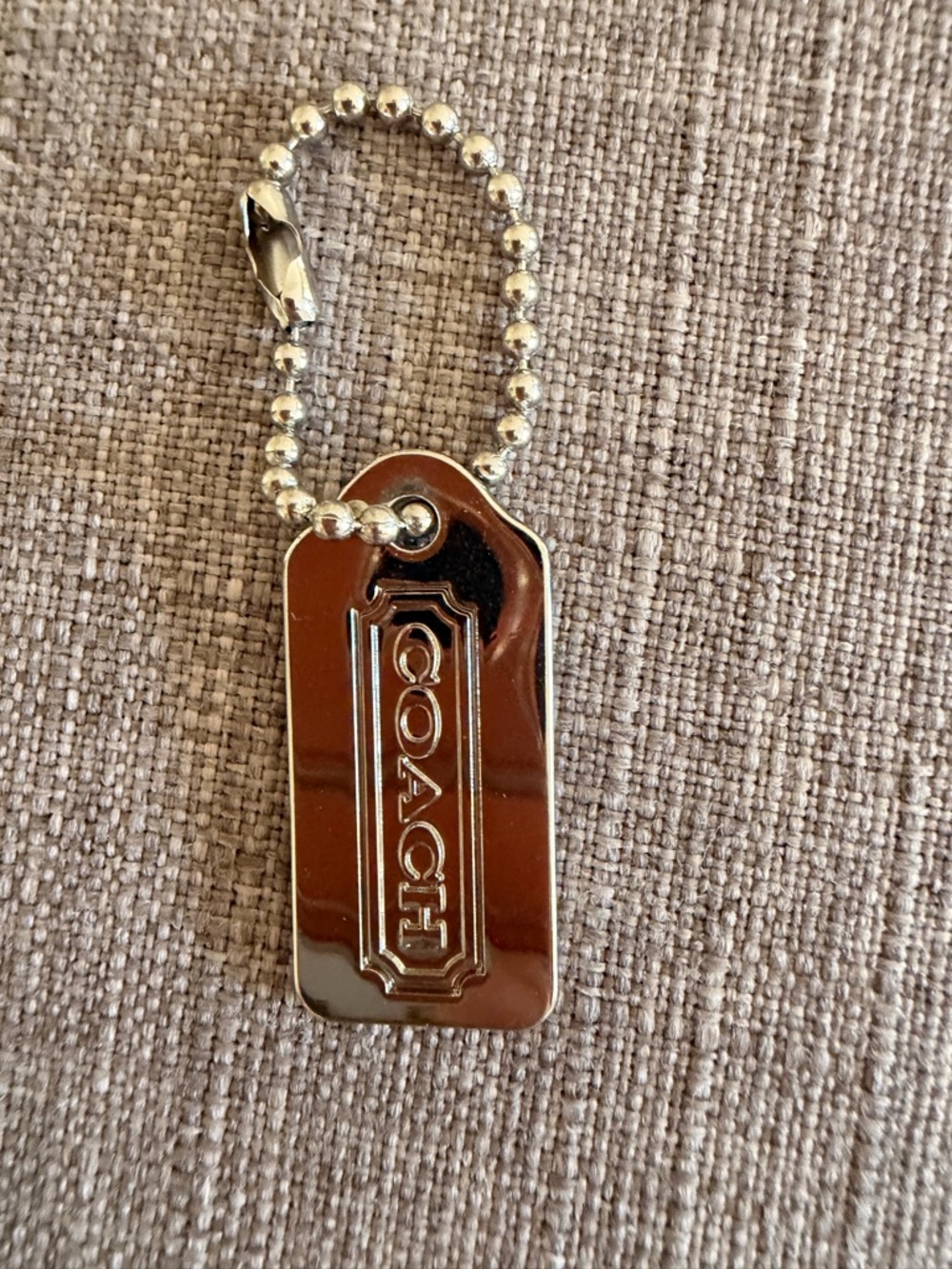 Coach Silver Metal Tag Keychain